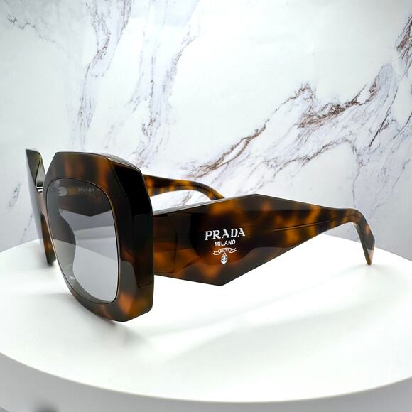 New PRADA Sunglasses Brown Juniper Tortoise Gray Lens Square